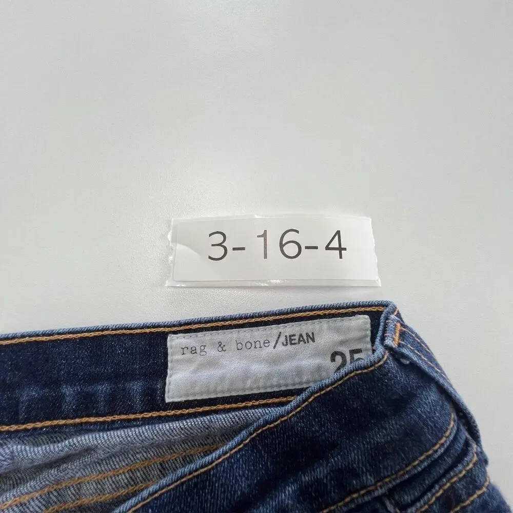 Rag & Bone Jeans Womens 25 Blue Dre Skinny Cuffed Hem Distressed Denim Casual - Picture 7 of 10